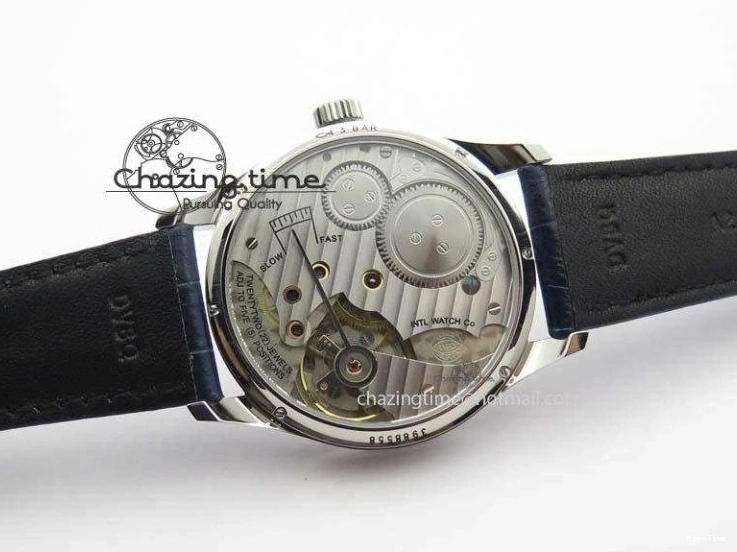 MIROTIME 0421 Portuguese IW5444 SS White Dial Blue Numbers On Blue Leather Strap A Modern 7258